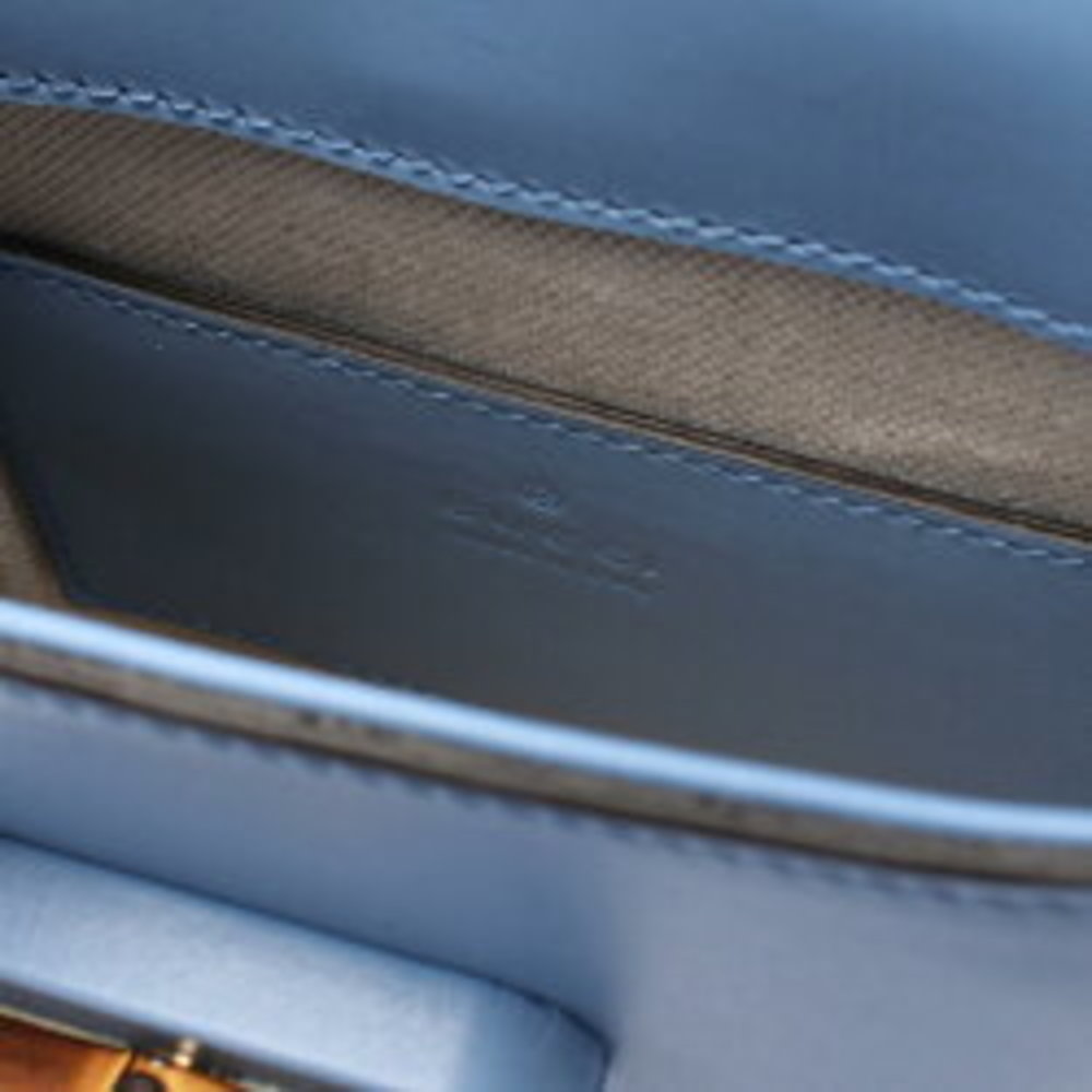 Gucci Bamboo Handbag Leather Blue - Picture 4 of 5